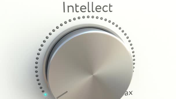 Pomo giratorio con inscripción intelecto. Clip conceptual 4K — Vídeos de Stock