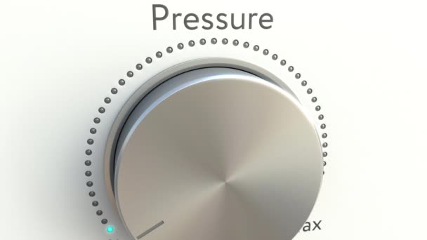 Rotating knob with pressure inscription. Conceptual 4K clip — Stock Video