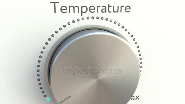 Roterende knop met inscriptie van de temperatuur. Conceptuele 4 k clip — Stockvideo