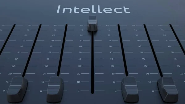 Schiebefader mit Intellekt-Inschrift. konzeptionelle 3D — Stockbild Schiebefader mit Intellekt-Inschrift. konzeptionelles 3D-Rendering — Stockfoto