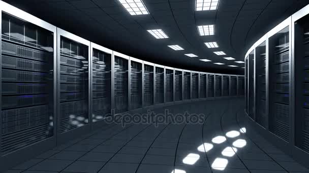 Modern server room. Information technologies, ISP, cloud services, data center or big online business concepts. Seamless loop, 4K clip — Stock Video