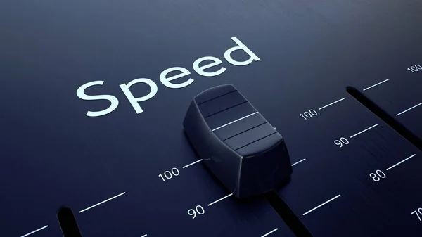 Przesuwanie fadera z napisem prędkości. Konceptualna renderowania 3d — Zdjęcie stockowe