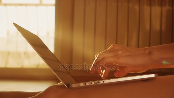 Belles mains féminines tapant sur un clavier d'ordinateur portable. Vidéo 4K — Video