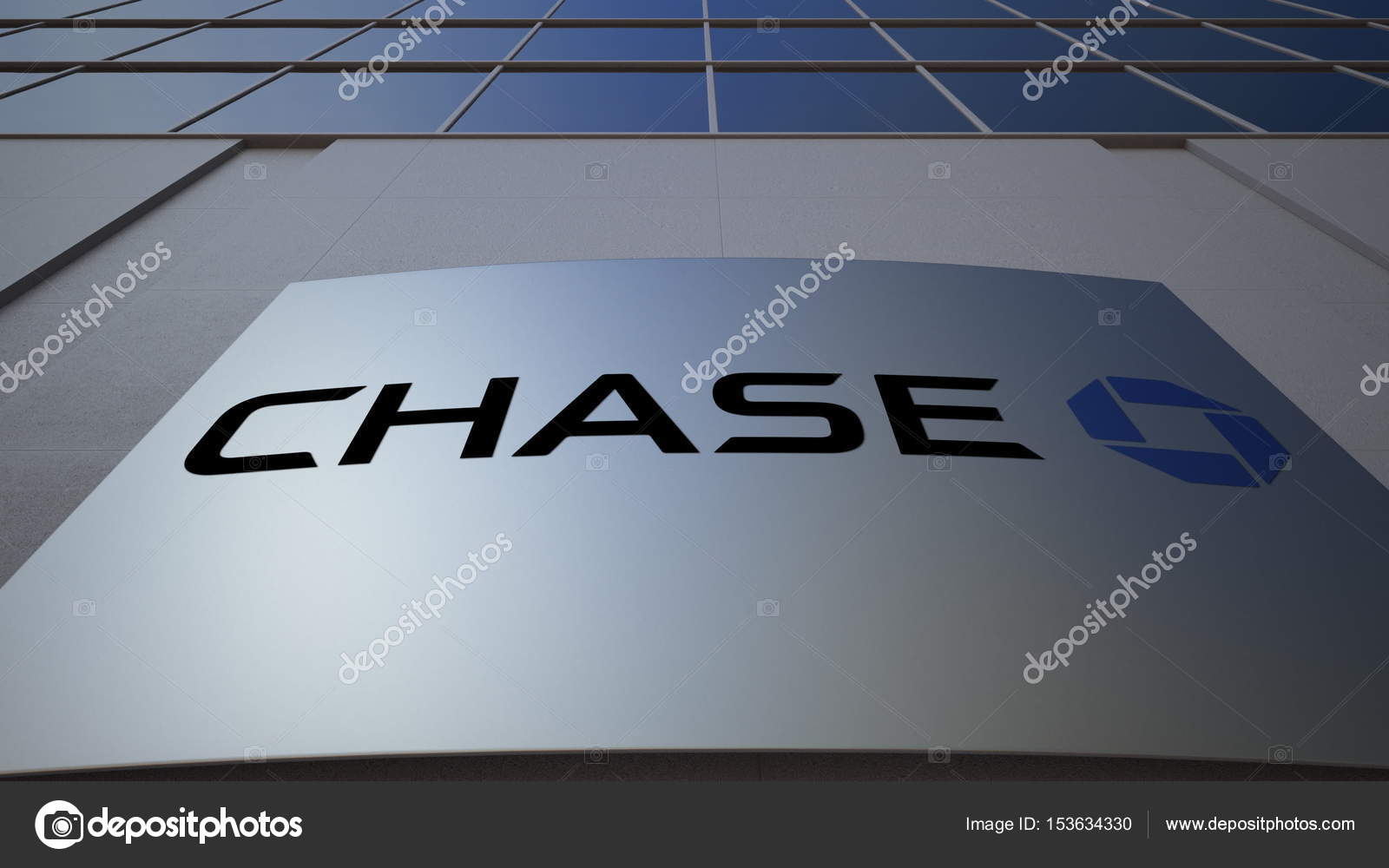 Jp モルガン ・ チェース銀行のロゴと屋外看板ボード。近代的なオフィスビル。3 d レンダリングの社説 —  ストック編集用写真©alexeynovikov#153634330