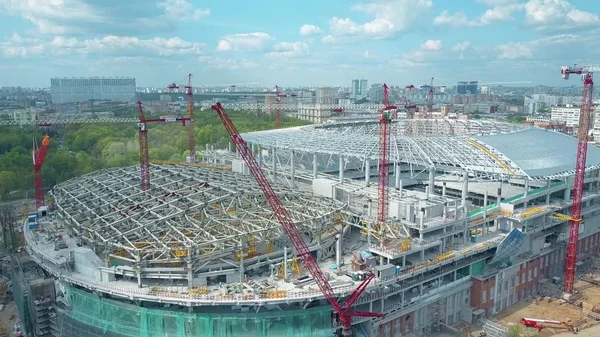 MOSCOU, RUSSIE - 19 MAI 2017. Vue aérienne du site de construction du stade de football Dinamo ou de l'aréna VTB — Photo