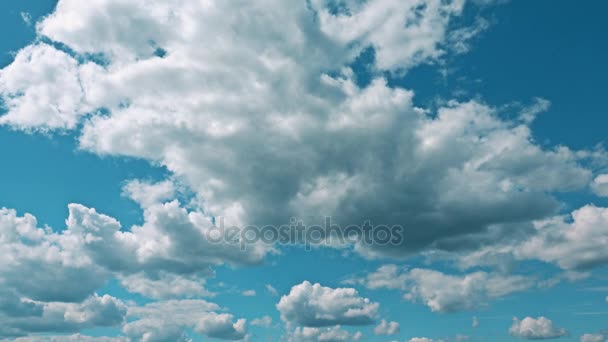 Curling cumulus nuvens contra o lapso de tempo céu azul — Vídeo de Stock