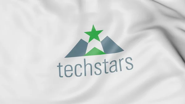 Flagge mit Techstars-Logo schwenken. redaktionelles 3D-Rendering — Stockfoto