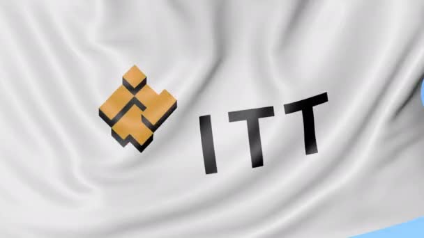 Acenando bandeira com o logotipo da Itt Corporation. Seamles loop 4K animação editorial — Vídeo de Stock