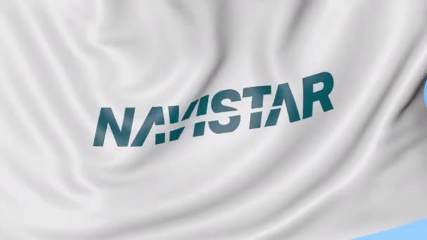 Flagge mit internationalem Navistar-Logo schwenken. seamles loop 4k redaktionelle Animation — Stockvideo