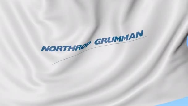 Acenando bandeira com o logotipo da Northrop Grumman. Seamles loop 4K animação editorial — Vídeo de Stock