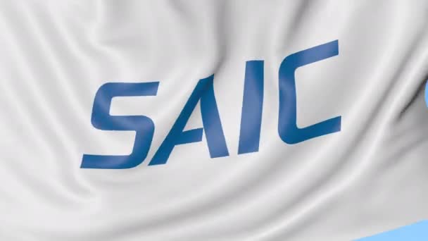 Drapeau ondulé avec logo Saic. Seamles boucle 4K animation éditoriale — Video
