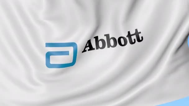 Bandiera sventolante con logo Abbott Laboratories. Seamles loop 4K animazione editoriale — Video Stock