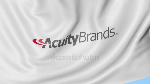 Размахивание флагом с логотипом Acuity Brands. Seamles loop 4K editionary animation — стоковое видео