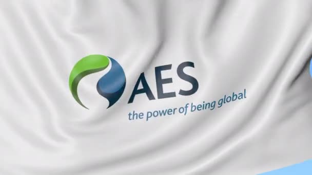 Aes 公司标志的旗帜。无缝钢管循环 4 k 编辑动画 — 图库视频影像