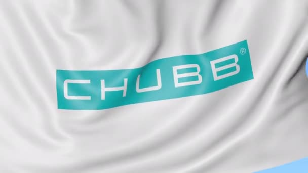 Acenando bandeira com logotipo Chubb Limited. Seamles loop 4K animação editorial — Vídeo de Stock