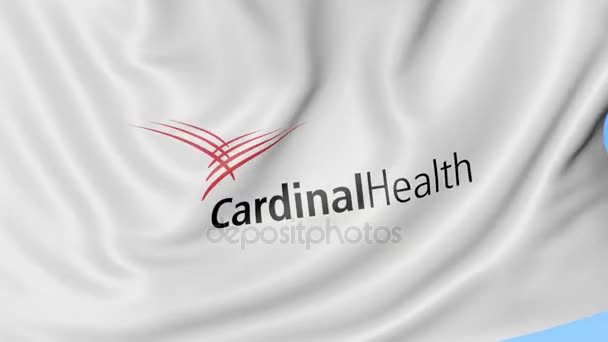 Bandera ondeando con el logo Cardinal Health. Seamles loop animación editorial 4K — Vídeo de stock
