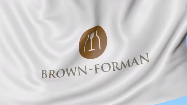 Размахиваю флагом с логотипом Браун-Форман. Seamles loop 4K editionary animation — стоковое видео