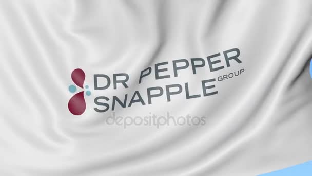 Bandera ondeando con el logo de Dr Pepper Snapple Group. Seamles loop animación editorial 4K — Vídeo de stock