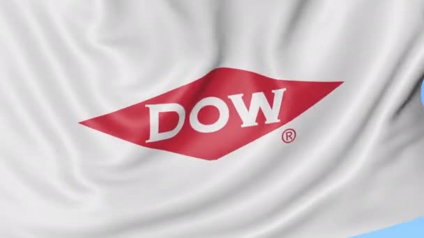 Vaiende flagg med Dow Chemical Company-logo. Seamles loop 4K redaksjonell animasjon – stockvideo