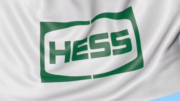 Bandiera sventolante con logo Hess Corporation. Seamles loop 4K animazione editoriale — Video Stock