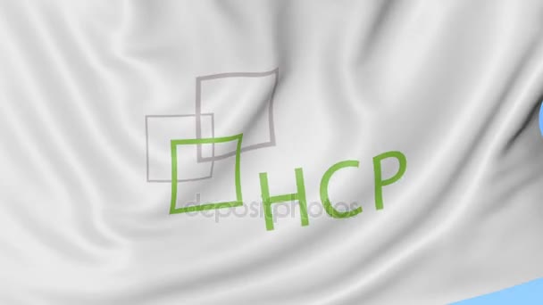 Bandera ondeante con logotipo de Hcp Inc. Seamles loop animación editorial 4K — Vídeos de Stock