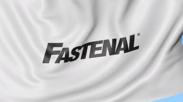 Bandera ondeante con logo Fastenal. Seamles loop animación editorial 4K — Vídeos de Stock