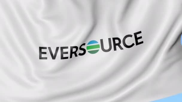 Waving flag with Eversource Energy logo. Seamles loop 4K editorial animation — Stock Video