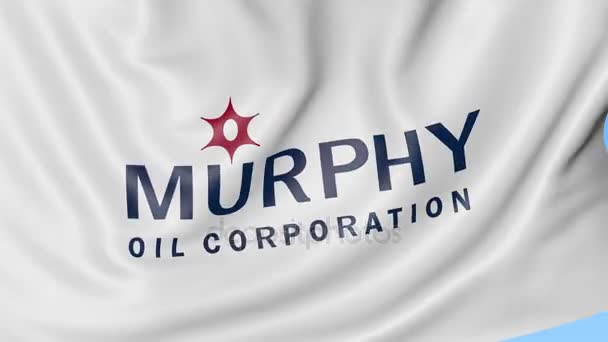 Fluturarea steagului cu logo-ul Murphy Oil. Seamles buclă 4K animație editorială — Videoclip de stoc
