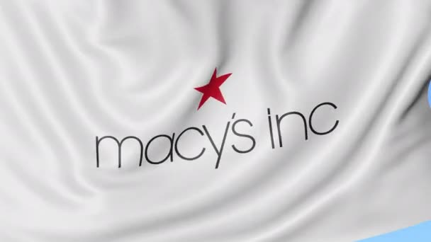 Macys Inc logolu bayrak sallıyor. Seamles döngü 4k editoryal animasyon — Stok video