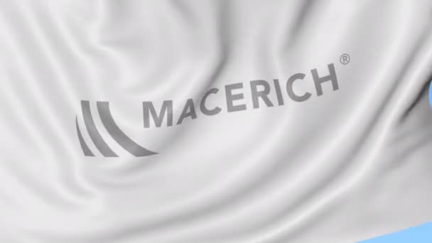 Bandera ondeante con logo Macerich. Seamles loop animación editorial 4K — Vídeos de Stock