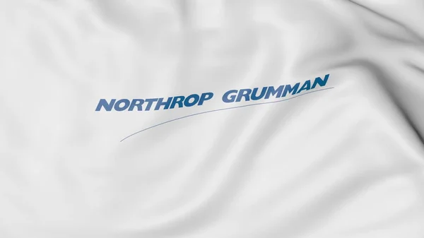 Размахиваю флагом с логотипом Northrop Grumman. Редакционная 3D рендеринг — стоковое фото