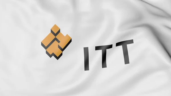 Размахиваю флагом с логотипом корпорации ITT. Редакционная 3D рендеринг — стоковое фото