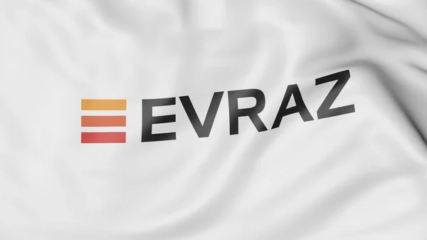 Bandiera sventolante con logo Evraz Group S.A.. Rendering editoriale 3D — Foto Stock