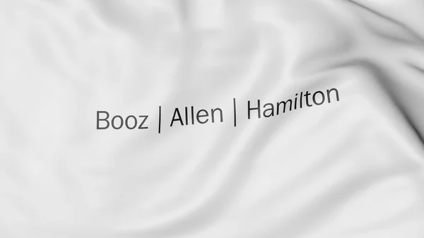 Розмахуючи прапором з логотипом компанії Booz Allen Hamilton. Редакційні 3d-рендерінг — стокове фото