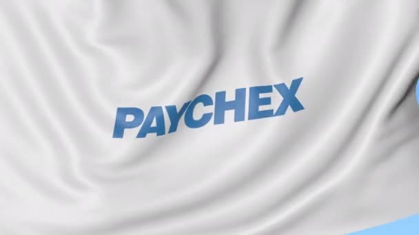 Размахиваю флагом с логотипом Paychex. Seamles loop 4K editionary animation — стоковое видео