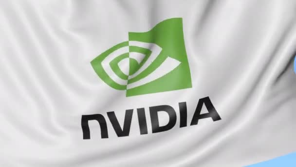 Drapeau avec logo Nvidia. Seamles boucle 4K animation éditoriale — Video