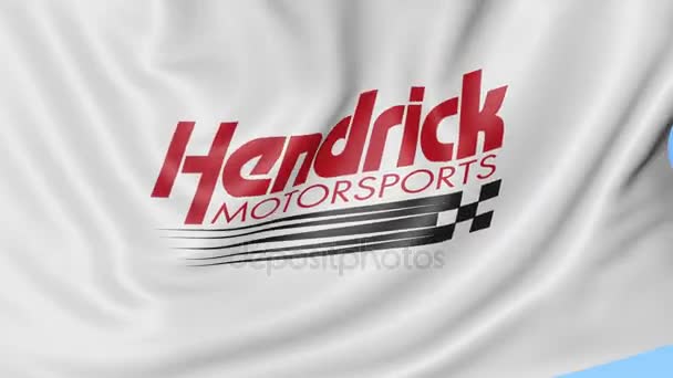 Drapeau arborant le logo Hendrick Motorsports. Seamles boucle 4K animation éditoriale — Video