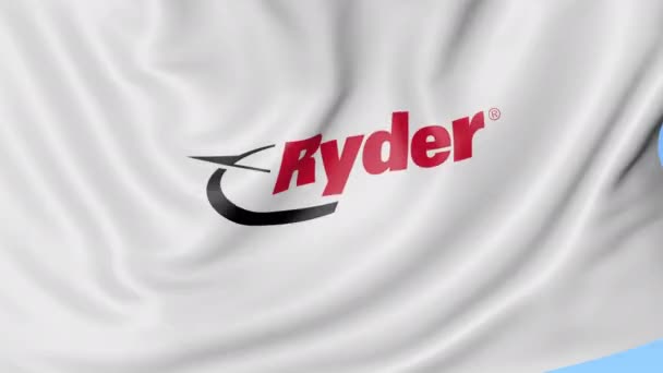 Acenando bandeira com o logotipo Ryder. Seamles loop 4K animação editorial — Vídeo de Stock