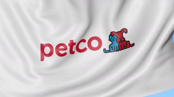 Acenando bandeira com o logotipo Petco. Seamles loop 4K animação editorial — Vídeo de Stock