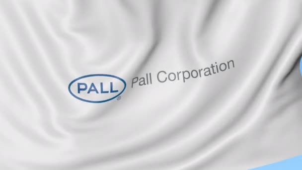 Bandera ondeando con el logotipo de Pall Corporation. Seamles loop animación editorial 4K — Vídeos de Stock