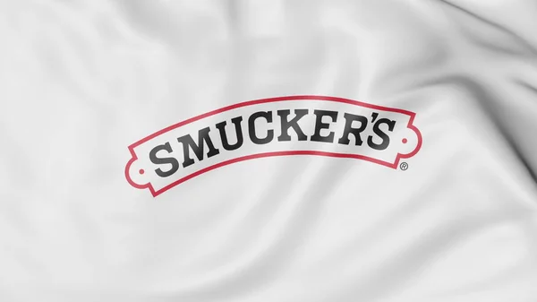 Acenando bandeira com o logotipo da The J. M. Smucker Company. Renderização 3D editorial — Fotografia de Stock