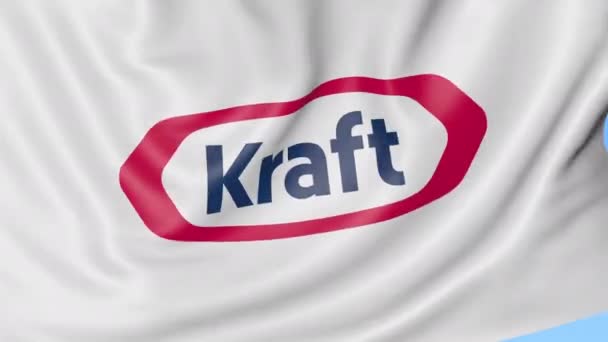 Flagge schwenkend mit Kraft-Food-Logo. seamles loop 4k redaktionelle Animation — Stockvideo