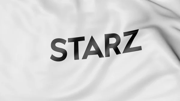 Bandiera sventolante con logo Starz. Rendering editoriale 3D — Foto Stock