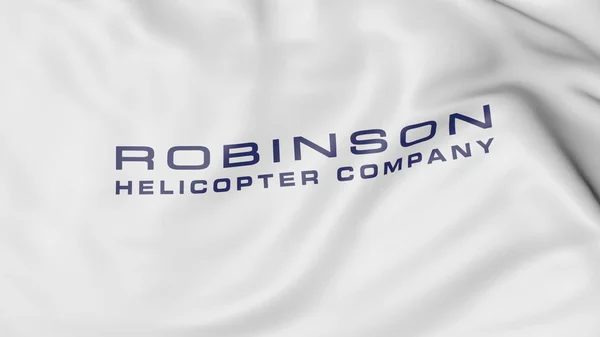 Macha flagą z logo Robinson Helicopter Company. Redakcji renderowania 3d — Zdjęcie stockowe