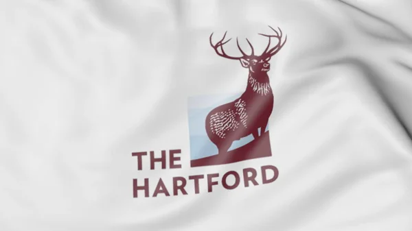 Розмахував прапором з Хартфорд логотип. Редакційні 3d-рендерінг — стокове фото