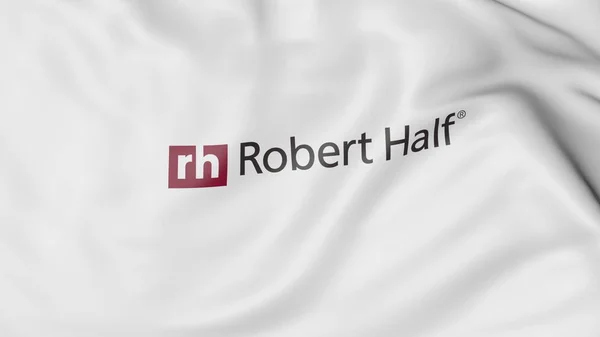 Флаг с логотипом Robert Half International. Редакционная 3D рендеринг — стоковое фото