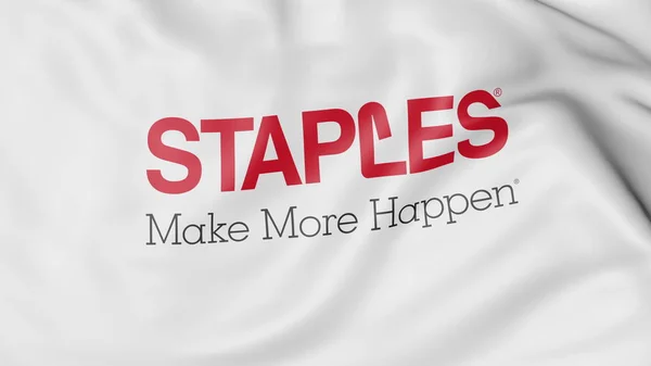 Macha flagą z logo Staples Inc. Redakcji renderowania 3d — Zdjęcie stockowe