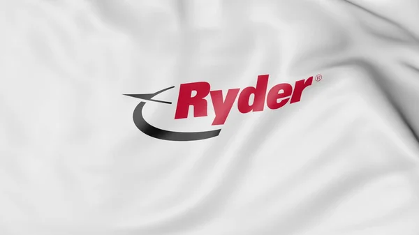 Acenando bandeira com o logotipo Ryder. Renderização 3D editorial — Fotografia de Stock