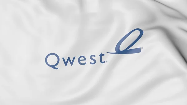 Wapperende vlag met Qwest logo. Redactioneel 3D-rendering — Stockfoto