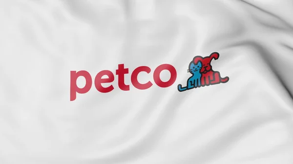 Mengayunkan bendera dengan logo Petco. Perenderan 3D Editorial — Stok Foto